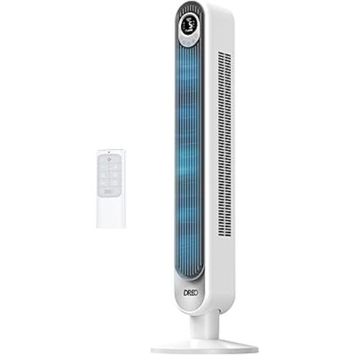 Dreo Tower Fan 42 Inch,Quiet Oscillating Bladeless Fan with Remote, 6 Speeds, 4 Modes, LED Display, 12H Timer, White Floor Standing Fan Powerful for Indoor Home Bedroom Office Room