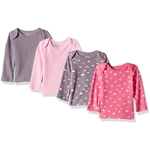 Hanes Baby Long Sleeve T-shirt, Ultimate Flexy Knit Tee for Boys & Girls, 4-Pack