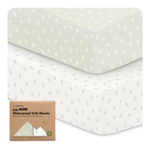 2-Pack Isla [Protect+] Waterproof Crib Sheets - Herb / 52 x 28