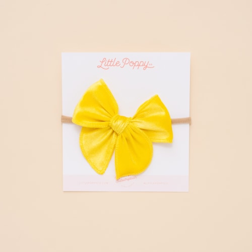 Yellow Velvet Shimmer Headband Bow