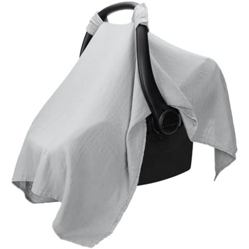 Comfy Cubs Baby Car Seat Cover - Muslin Cotton Baby Seat Cover Heather Blue