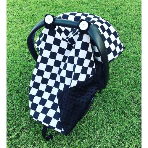 Checkered carseat cover checkered car seat canopy many colors to choose from Custom car seat cover