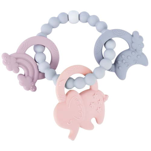 Teething Toys 0-6 Months BPA Free Silicone Teethers for Babies 6-12 Months Baby Chew Toys, Silicone Teething Ring for Infant Newborn (Pink Elephant)