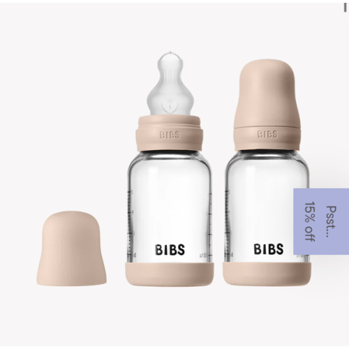 BIBS Glass Baby Bottle 4oz Silicone 2-Pack Blush | Slow Flow – Bibsworld store US