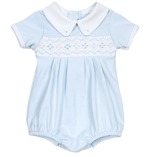 Ethan Smocked Bubble - Blue