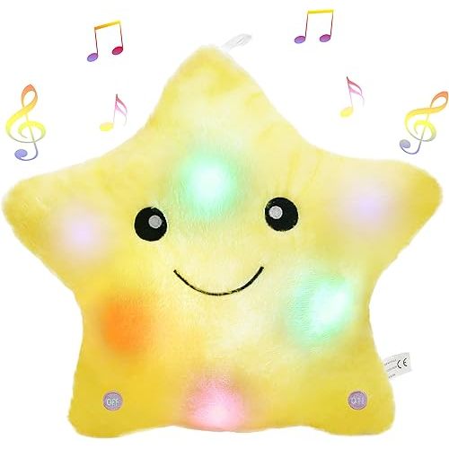 BSTAOFY 13‘’ LED Musical Twinkle Star Light up Lullaby Glow Stuffed Animal Toys Soothe Kids Emotions Birthday Valentines Christmas Festival Gift for Toddlers, Yellow