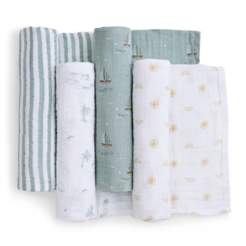 aden + anais Organic Cotton Muslin Swaddles in Sailing Seas 4 Pack