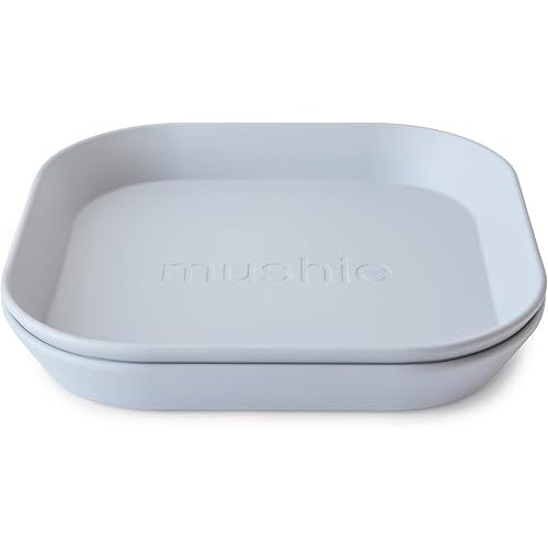 mushie Square Dinnerware Plates for Kids | Made in Denmark, Set of 2 (Cloud)