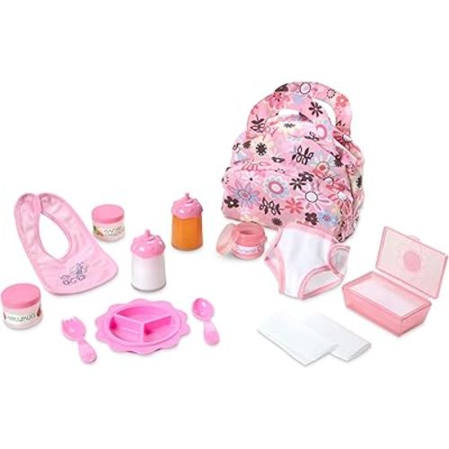 Melissa & Doug Doll Feeding and Changing Accessories - Bib, Bag, Diaper, Wipes, Utensils, Bottles 7.30 high x 11.20 Wide x 14.30 deep