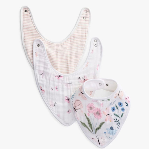 Wildflower Butterfly Organic Muslin Bib, Set of 3 | Pottery Barn Kids