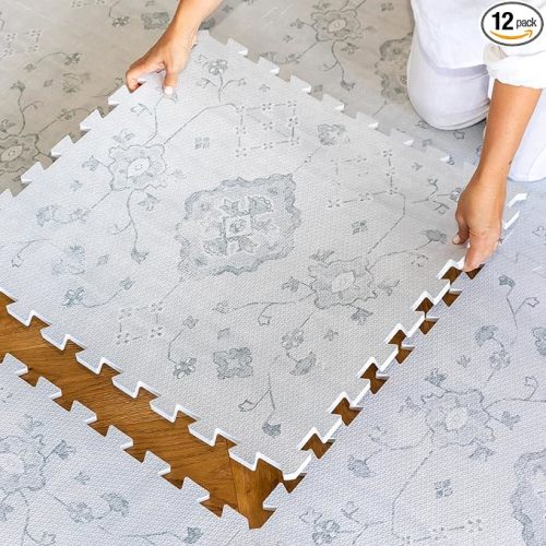 Lillefolk Baby Play Mat for Floor – 6x8ft Vintage Gray | Soft Non Toxic Premium EVA Foam Tiles for Tummy Time, Crawling & Playroom – Waterproof Interlocking Floor Mat for Babies & Toddlers (12 Tiles)