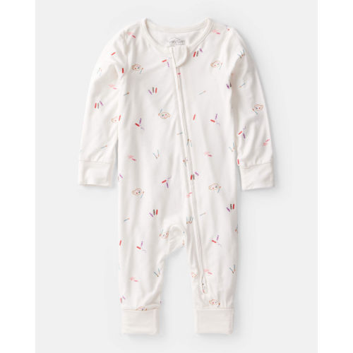 Baby Girl Art Print PurelySoft Sleep & Play Pajamas - White