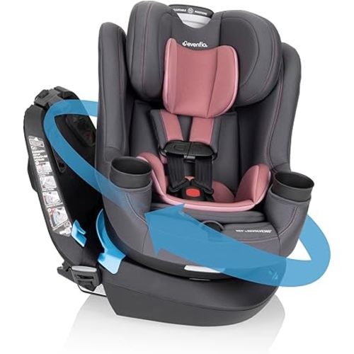 Evenflo REO by Revolve360 Rotating Convertible Car Seat with Quick Clean Cover, Infant to Toddler, Forward and Rear Facing, Compact Design, One-time Install (Chelsea)