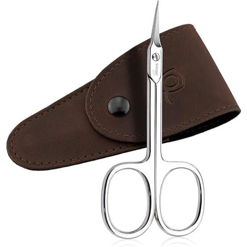 marQus Solingen Scissors - Cuticle Scissors Germany - Curved Blade, Nail Scissors Germany - Pedicure Beauty Grooming Kit for Nail, Eyebrow, Eyelash, Dry Skin - Nail sicssors, Brown Tower Point