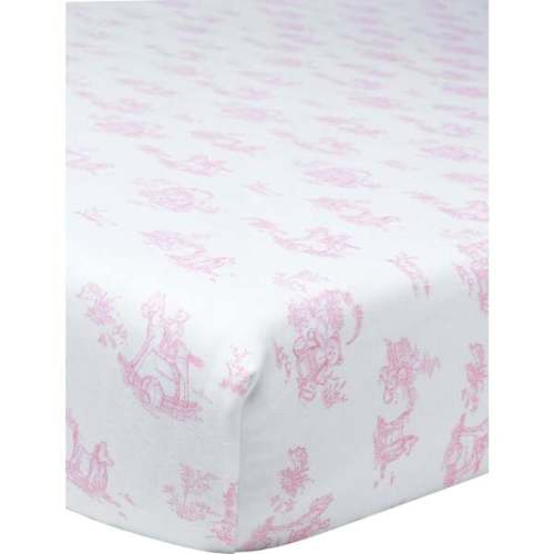 Pink Toile Baby Crib Sheets