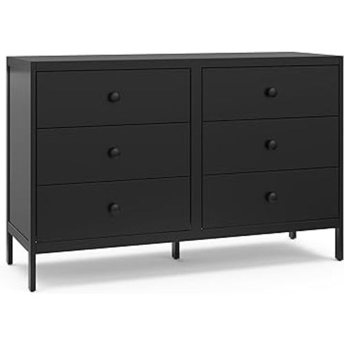 Graco Theo 6 Drawer Dresser (Black) - GREENGUARD Gold Certified, Interlocking Drawer System, Dresser Drawer Organizer for Nursery & Kids Bedroom