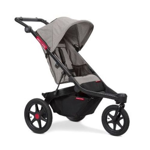 Radio Flyer Momentum Jogging Baby Stroller - Black: Adjustable Handle, Storage Area, Pneumatic Tires, 50 lbs Capacity