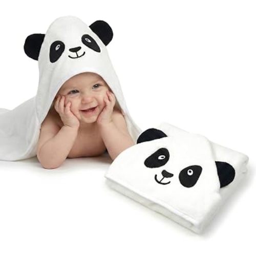 Premium Baby Towel for Bath with Hood, Extra Soft Fabric, Panda, White