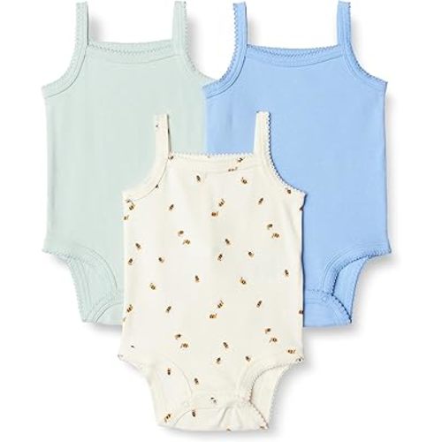 Amazon Essentials Baby Girls' Cotton Sleeveless Bodysuits, Baby Clothes, Pack of 3