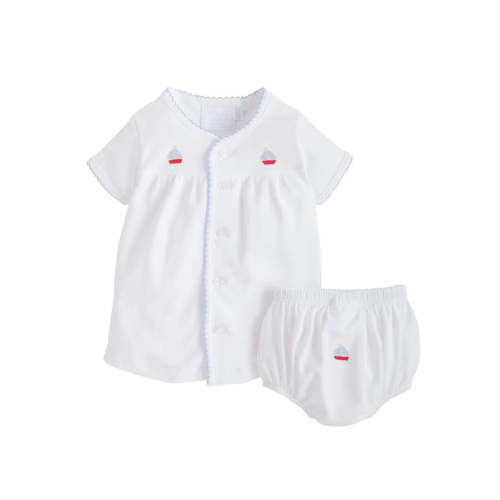 Pinpoint Layette Knit Set- Sailboat - Baby Bloomers