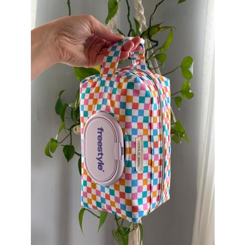 Diaper/Wipe Pouch Colorful Checkers with Buckle Handle | Baby Shower Gift-Handmade!
