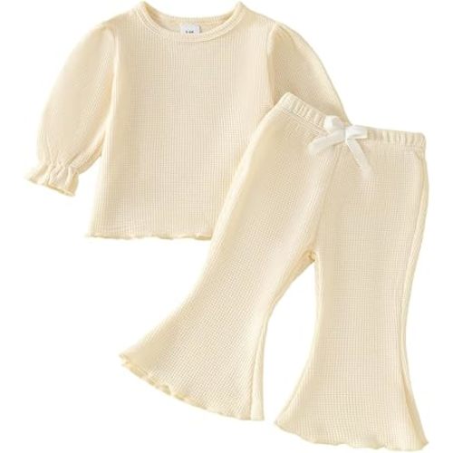 Koecnoc Toddler Girl 2-piece Clothes Set Infant Girl Cotton Long Sleeve Shirt and Pant Fall Winter Outfit for Baby Girl