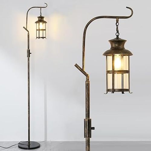 Vintage Dimmable Floor Lamp,Classical Lanterns Standing Lamp, Rustic Farmhouse Floor Lamp with Bronze Finish for Living Room Bedroom,Bar,Basement (Bronze)