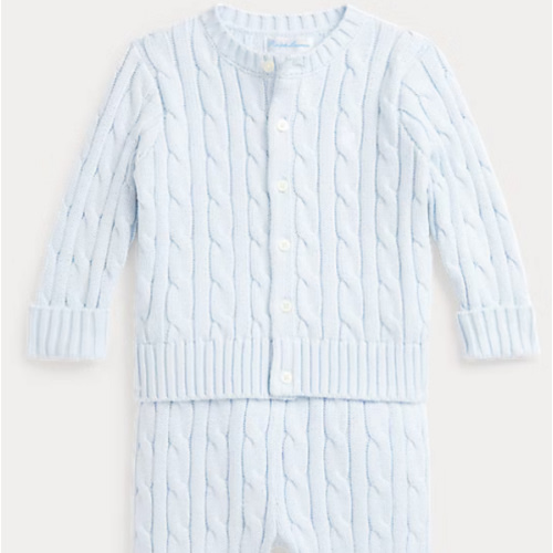 Cable-Knit Cotton Cardigan & Pant Set