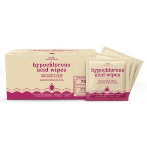 BASE LABORATORIES Hypochlorous Acid Wipes for Skin & Face - 75 Wipes | Maintain Clean & Healthy Skin
