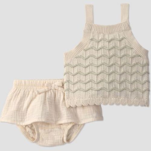 Carter's Just One You® Baby Girls' 2pc Striped Tank Top and Peplum Bloomer Set - White/Green 12M