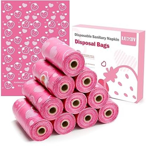 150Pcs Sanitary Napkin Disposal Bags, Luxiv Pink Disposable Sanitary Bag Personal Care Disposal for Tampons Trash Bag, Disposable Mini Bags for Women Privacy Handling Bag Diaper Sack
