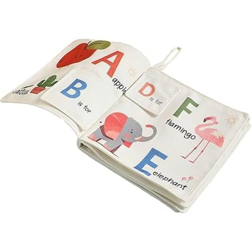 Baby Early Education Alphabet Cloth Book, with Soft Teething Design, 24x17x2.5cm, Early Educational Book, Interactive Learning Toy, Textured Pages, for Nursery and Living Room