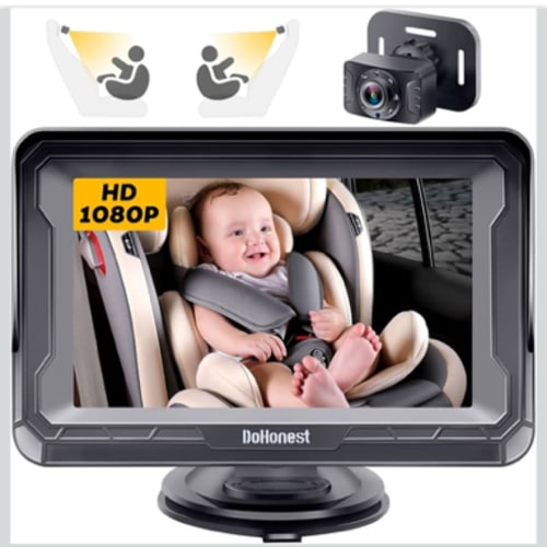 DoHonest Baby Car Camera HD 1080P - Rear-Facing Car Baby Monitor with Night Vision, Adjustable View Angle, Easy Setup, Anti-Glare Display, Safety for Kids & Infants