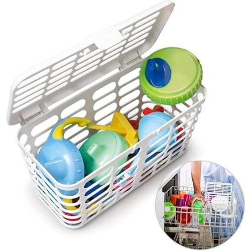 Prince Lionheart Made in USA High Capacity Dishwasher Basket for Toddler Items - Storage Basket For Toddler Bottle Parts and Accessories, 100% Recycled BPA Free Plastic Dishwasher Basket