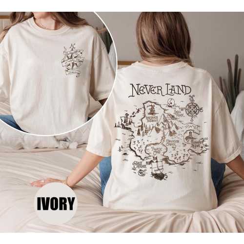 Vintage Disney Peter Pan Neverland Map Shirt, Disney Peter Pan, Darling Flight Neverland Shirt, Tinker Bell, Disney Shirts