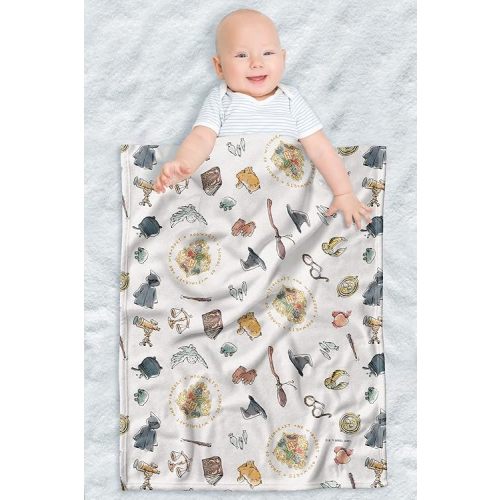 Harry Potter Lightweight Baby Blanket, 30"X40", Whimsical Icons Unisex for Infants Girls & Boys
