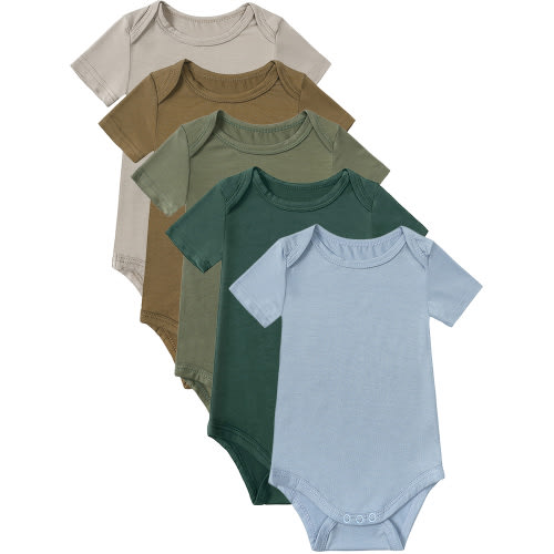 WIBACKER Soft Bamboo Rayon Baby Boys Short Sleeve Bodysuit Solid Color Onesie for Newborn Girls