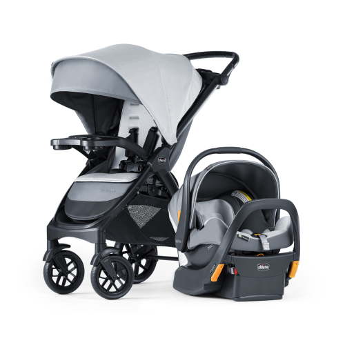 Chicco Bravo® LE ClearTex® Trio Travel System Stroller with KeyFit Max ClearTex® Infant Car Seat - Atlas (Grey), New