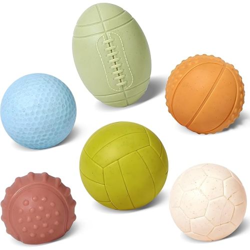 Bath Toys, Soft Sport Sensory Balls for Toddlers Boys Girls No Hole Wheat Straw Soft Montessori Toys for Babies 6 Months+, Swimming Pool Beach Shower Baby Toys