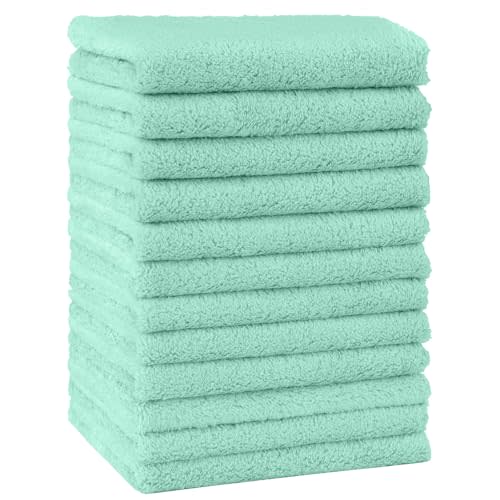 HOMEXCEL Baby Washcloths 12 Pack Microfiber Coral Fleece Soft Wash Cloths | Extra Absorbent, Gentle on Sensitive Skin, for Newborn Infants & Toddlers, Baby Bath Face Towel Reusable, 7 x 9" Green