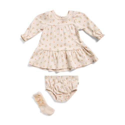 Newborn Girls 2pc Sketchy Flowers Brushed Jersey Dress With Bloomers | Baby | Marshalls