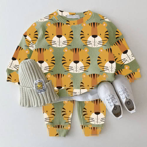 Baby Waffle Lion Sweatshirt 2-piece Set