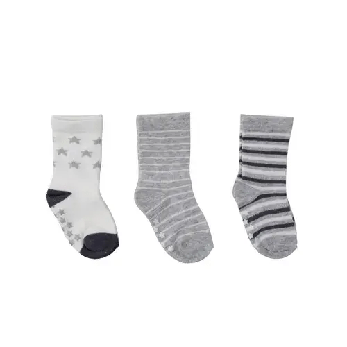 4Baby 3 Pack Stay On Sock Non-Slip Grey | Baby Bunting AU