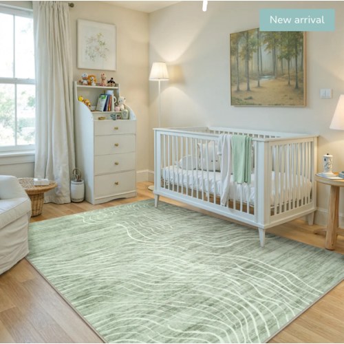 5x7 Ondel Washable Abstract Terrain Green Rug