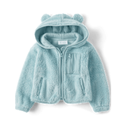 Toddler Girls Long Sleeve Heavyweight Sherpa Zip Up Jacket - BLUE | The Children's Place