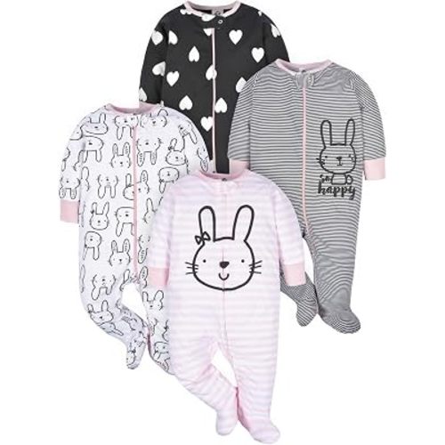 Gerber Baby Girls 4-Pack Sleep 'N Play Footie