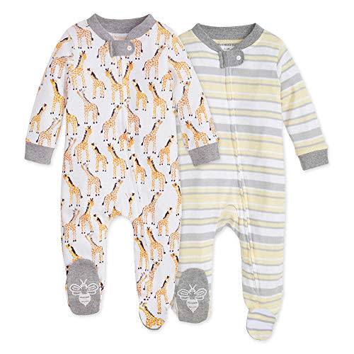 Burt's Bees Baby Baby Girls Pajamas, Zip Front Non-Slip Footed Sleeper Pjs, 100% Organic Cotton
