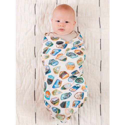 National Park Badges Muslin Baby Swaddle Blanket - 1canoe2
