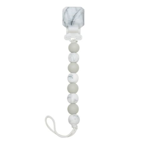 Loulou Lollipop Lolli Soother Holder in Silicone Clip - Marble Gray