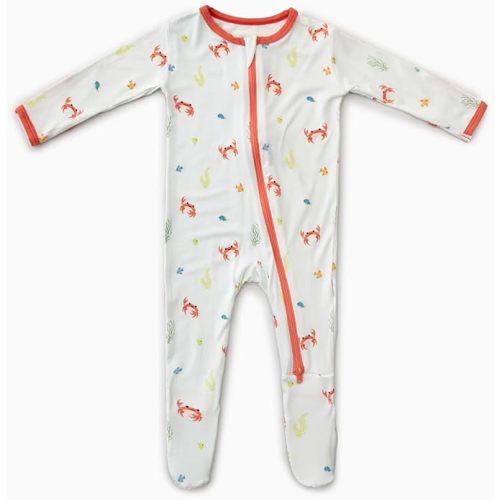 Bamboo Little Soft Baby Footie Pajamas, Baby Clothes, Newborn Sleepers, 95% Viscose and 5% Spandex, 0-24 Months
